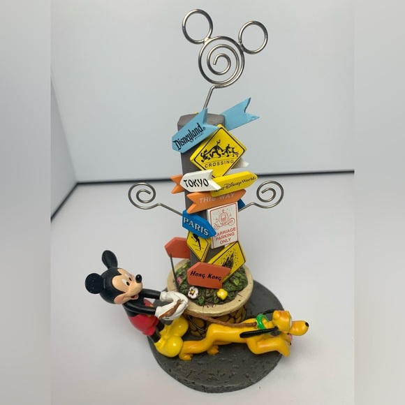 Vintage Authentic Disney Parks Mickey & Pluto Photo/Card Holder w/ Signs - Picture 2 of 9